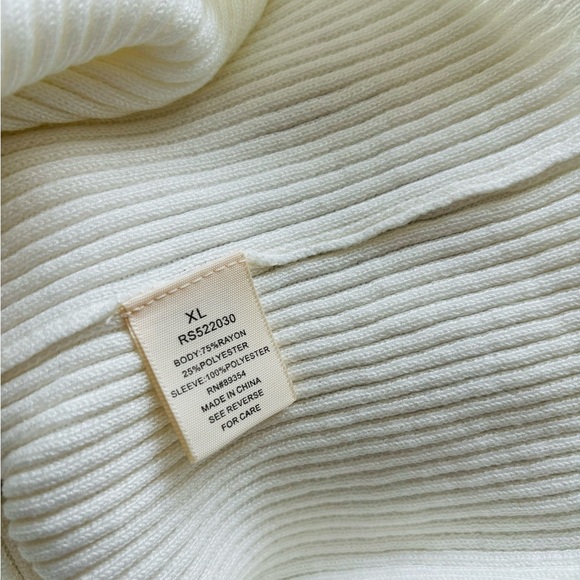 No Comment Dress Ivory Ribbed Knit Sheer Sleeve Women XL Ethereal Whimsical NWOT - Picture 7 of 8